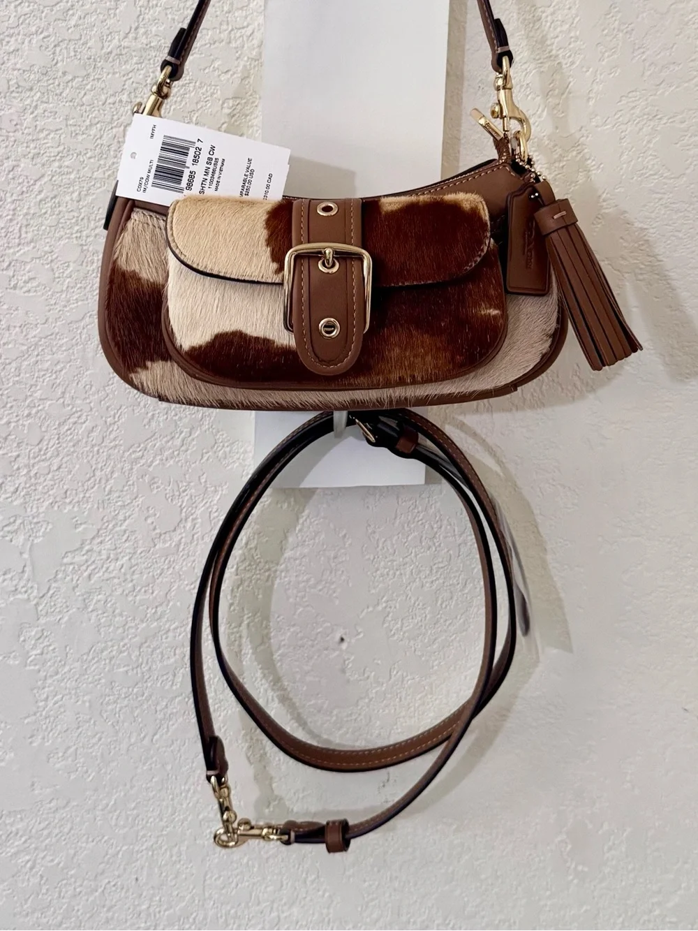 Coach Brown Patchwork Genuine top grain leather & Calf Hair Shoulder Bag